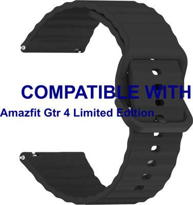 ACM Watch Strap Silicone Classy Belt for Amazfit Gtr 4 Limited Edition Smartwatch Black Smart Watch Strap(Black)