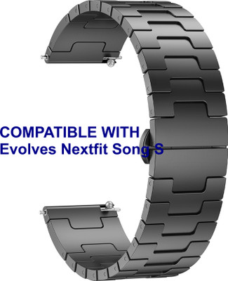 ACM WSM37Y20BK2109 Watch Strap Metal Steel 20mm for Evolves Nextfit Song S Smartwatch Black Smart Watch Strap(Black)