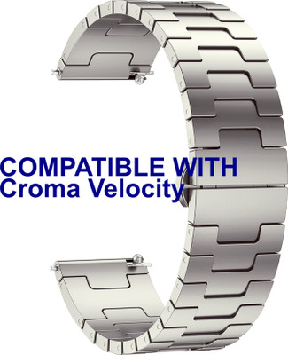 ACM Watch Strap Metal Steel 22mm for Croma Velocity Smartwatch Titanium M37 Smart Watch Strap(Grey)