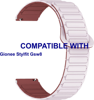 ACM Watch Strap Magnetic Silicone for Gionee Stylfit Gsw8 Smartwatch Creame Pink with Red Smart Watch Strap(Mullti Color)