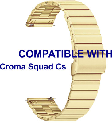 ACM WSM20H22GL3912 Watch Strap Adjustable Steel Belt 22mm for |Croma Squad Cs Smartwatch Champagne Gold Smart Watch Strap(Gold)