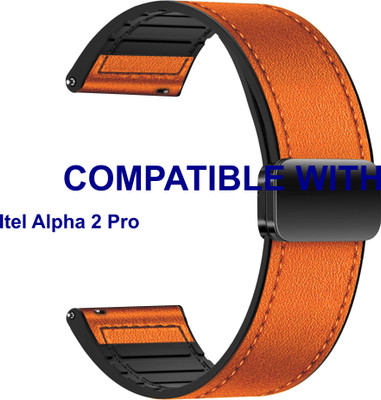 ACM WSM28P22OR3894 Watch Strap Leather Magnetic Silicone Belt 22mm for Itel Alpha 2 Pro Smartwatch Orange Smart Watch Strap(Orange)