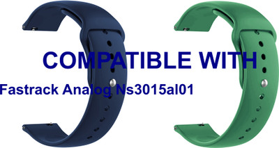 ACM WSM2P22DBLGR4047 Pack of 2 Watch Strap Silicone Belt 22mm for Fastrack Analog Ns3015al01 (Dark Blue/Green) Smart Band Strap(Mullti Color)
