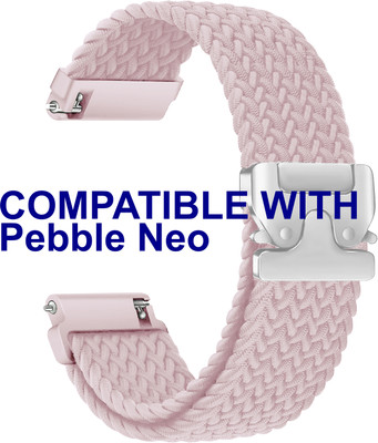 ACM Watch Strap Woven Braided Clipper for Pebble Neo Smartwatch Creame Pink Smart Watch Strap(Pink)