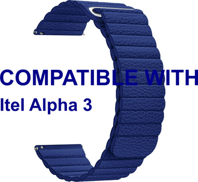ACM WSM10L22BL3905 Leather Watch Strap Belt 22mm for |Itel| Alpha 3 Smartwatch Blue Smart Watch Strap(Blue)