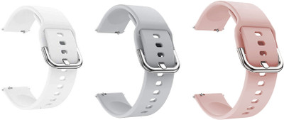 BLACK LOVIES 22 mm Soft Silicon Smartwatch Strap Compatible with Noise. Fit Buzz Smart Watch Strap(White, Grey, Pink)