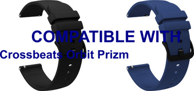 ACM WSM25M22BKDBL2834 Pack of 2 Watch Strap Silicone Hook 22mm for Crossbeats Orbit Prizm Smartwatch (Black/Dark Blue) Smart Watch Strap(Mullti Color)