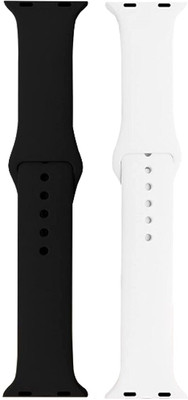 Speeqo Premium Silicone 42mm/ 44mm/ 45mm / 49mm Smartwatch Straps for iWatch Smart Watch Strap(Black, White)