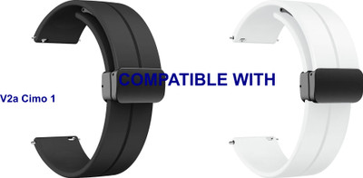 ACM WSM19G20BKWT2304 Pack of 2 Watch Strap Magnetic Clasp 20mm for V2a Cimo 1 Smartwatch (Black/White) Smart Watch Strap(Mullti Color)