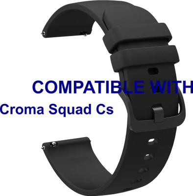 ACM WSM24L22BK3912 Watch Strap Silicone Color Hook Belt 22mm for Croma Squad Cs Smartwatch Black Smart Watch Strap(Black)