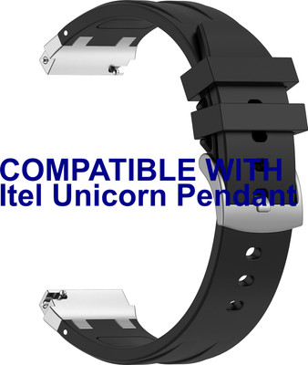 ACM Watch Strap Metal Hook Silicone for Itel Unicorn Pendant Smartwatch Black Smart Watch Strap(Black)