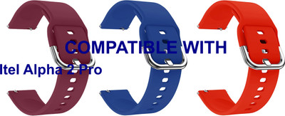 ACM WSM8H22BPUDBLRD3894 Pack of 3 Watch Strap Hook Belt 22mm for Itel Alpha 2 Pro Smartwatch (Purple/Blue/Red) Smart Watch Strap(Mullti Color)