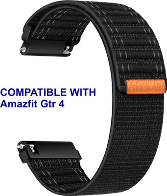 ACM WSM39A22BK2814 Watch Strap Nylon Soft 22mm for Amazfit Gtr 4 Smartwatch Black Smart Watch Strap(Black)