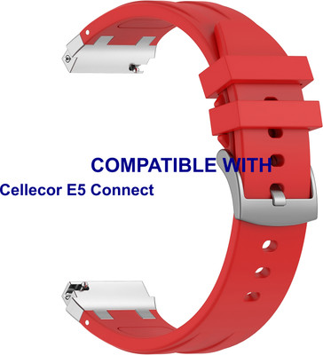 ACM WSM36X22RD3902 Watch Strap Metal Hook Silicone Belt 22mm for |Cellecor E5 Connect Smartwatch Red (ONLY SUITABLE FOR LARGE WRIST SIZE) Smart Watch Strap(Red)