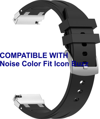 ACM WSM36X20BK2475 Watch Strap Metal Hook Silicone 20mm for Noise Color Fit Icon Buzz Smartwatch Black Smart Watch Strap(Black)