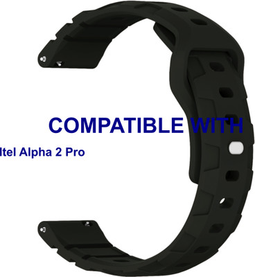 ACM WSM30R22BK3894 Watch Strap Silicone Belt 22mm for Itel Alpha 2 Pro Smartwatch Black Smart Watch Strap(Black)