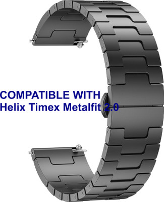 ACM WSM37Y20BK2323 Watch Strap Metal Steel 20mm for Helix Timex Metalfit 2.0 Smartwatch Black Smart Watch Strap(Black)