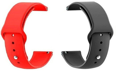 BLACK LOVIES 20 mm Soft Silicon Smartwatch Strap Compatible Smart Watch Strap(Black, Red)