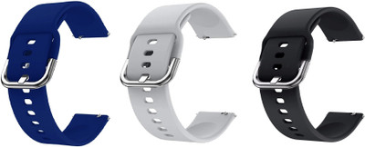 BLACK LOVIES 22 MM SILICON (PACK OF 3) Smart Watch Strap(Black, Grey, Blue)