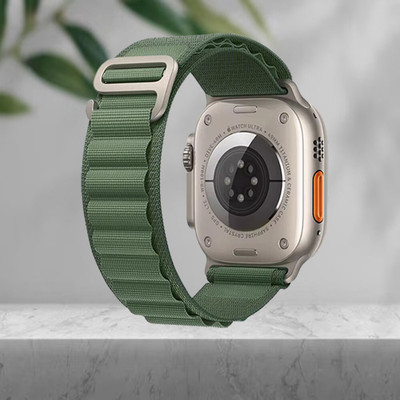 LEEMARA Alpine Loop Nylon Bands/Straps Compatible with Apple Watch Band 49mm 45mm 44/42mm G-Hook Smart Watch Strap for iWatch Ultra Series SE 8 7 6 5 4 3 2 1 (Only Alpine Loop Strap for Apple iWatch, Watch NOT Included) Smart Watch Strap(Green)