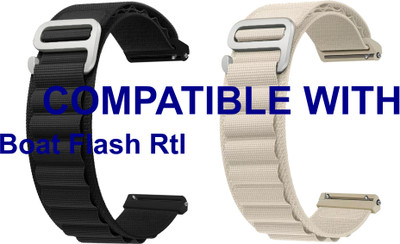 ACM WSM17E22BKWT2623 Pack of 2 Watch Strap Nylon Hook 22mm for Boat Flash Rtl Smartwatch (Black/White) Smart Watch Strap(Mullti Color)