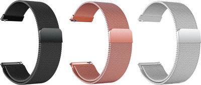 ACM Pack of 3 Watch Strap Magnetic for Fireboltt Terra (Black/Rose Gold/Silver) Smart Watch Strap(Mullti Color)