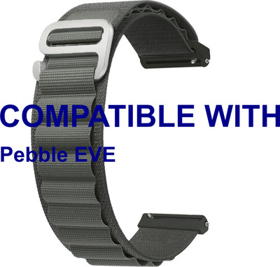 ACM WSM17E22GY3921 Watch Strap Nylon Hook Belt 22mm for Pebble EVE Smartwatch Grey Smart Watch Strap(Grey)