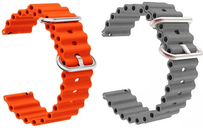 PUNAK 20 MM OCEAN SPORT SMARTWATCH BAND STRAPS Smart Watch Strap(Grey, Orange)