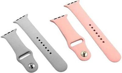 Firetook Plain Strap Silicon Bands/Straps Compatible with Watch T55/T550 W26, 49mm 4 Smart Watch Strap(Grey, Pink)