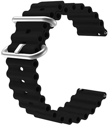 BLACK LOVIES 22MM SOFT SILICON OCEAN SPORT LOOP BELT Smart Watch Strap(Black)