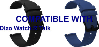 ACM WSM25M22BKDBL2825 Pack of 2 Watch Strap Silicone Hook 22mm for Dizo Watch R Talk Smartwatch (Black/Dark Blue) Smart Watch Strap(Mullti Color)