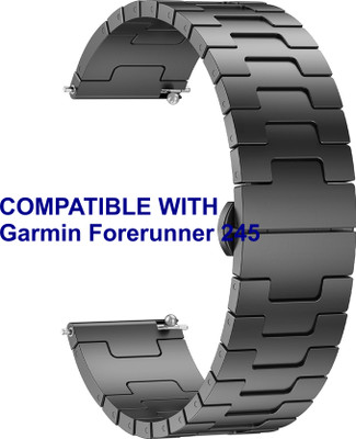 ACM WSM37Y20BK1071 Watch Strap Metal Steel 20mm for Garmin Forerunner 245 Smartwatch Black Smart Watch Strap(Black)