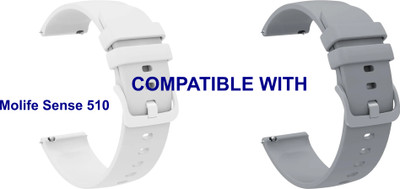 ACM WSM24L22WTGY1911 Pack of 2 Watch Strap Silicone Color Hook 22mm for Molife Sense 510 Smartwatch (White/Grey) Smart Watch Strap(Mullti Color)