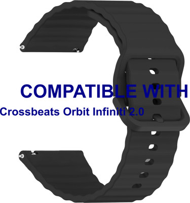 ACM WSM31S22BK3123 Watch Strap Silicone Classy Belt 22mm for |Crossbeats Orbit Infiniti 2.0 Smartwatch Black Smart Watch Strap(Black)