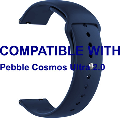 ACM WSM2P22DBL3920 Watch Strap Silicone Belt 22mm for Pebble Cosmos Ultra 2.0 Smartwatch Dark Blue Smart Watch Strap(Blue)
