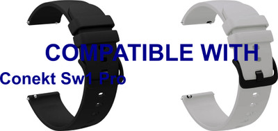 ACM WSM25M20BKGY2611 Pack of 2 Watch Strap Silicone Hook 20mm for Conekt Sw1 Pro Smartwatch (Black/Grey) Smart Watch Strap(Mullti Color)