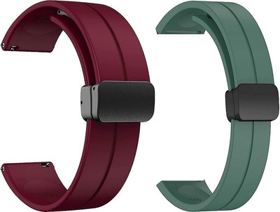 RUPELIK 22mm Soft Silicone With Folding Magnetic Lock 22mm Lugs Size Watch Strap Smart Watch Strap(Green)