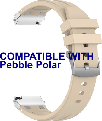 ACM Watch Strap Metal Hook Silicone for Pebble Polar Smartwatch Starlight Smart Watch Strap(White)