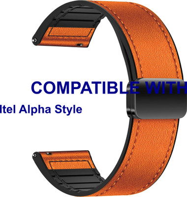 ACM WSM28P22OR5032 Watch Strap Leather Magnetic Silicone Belt 22mm for New Itel Alpha Style Smartwatch Orange Smart Watch Strap(Orange)