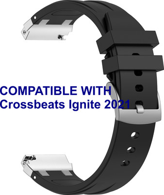 ACM WSM36X20BK1703 Watch Strap Metal Hook Silicone 20mm for Crossbeats Ignite 2021 Smartwatch Black Smart Watch Strap(Black)