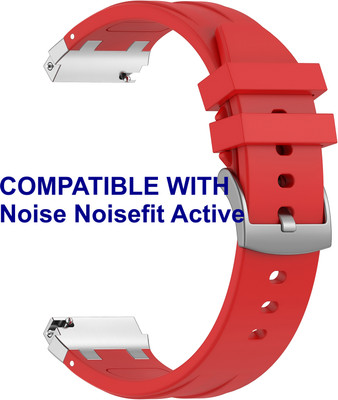 ACM WSM36X22RD1521 Watch Strap Metal Hook Silicone 22mm for Noise Noisefit Active Smartwatch Red Smart Watch Strap(Red)