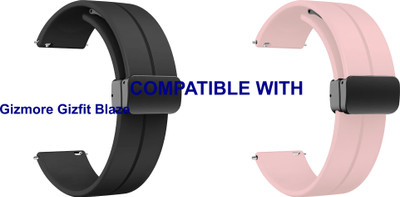 ACM WSM19G20BKCPK2809 Pack of 2 Watch Strap Magnetic Clasp 20mm for Gizmore Gizfit Blaze Smartwatch (Black/Creame Pink) Smart Watch Strap(Mullti Color)