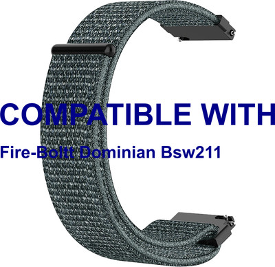 ACM WSM3V22GY3892 Watch Strap Nylon Loop Belt 22mm for Fire-Boltt Dominian Bsw211 Smartwatch Grey Smart Watch Strap(Grey)