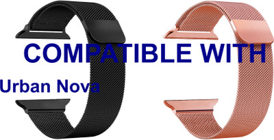 ACM WSM4M40BKRSG1630N1 Pack of 2 Sliding 44mm 49mm Watch Strap Magnetic for Urban Nova Smartwatch Black/Rose Gold Pink Smart Watch Strap(Mullti Color)