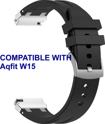 ACM WSM36X22BK1307 Watch Strap Metal Hook Silicone 22mm for Aqfit W15 Smartwatch Black Smart Watch Strap(Black)