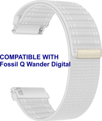 ACM WSM39A22WT1065 Watch Strap Nylon Soft 22mm for Fossil Q Wander Digital Smartwatch White Smart Watch Strap(White)