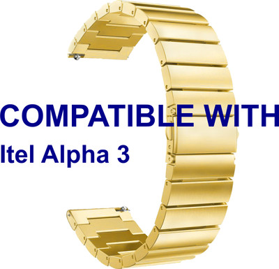 ACM WSM5F22GL3905 Watch Strap Steel Metal Belt 22mm for Itel Alpha 3 Smartwatch Gold Smart Watch Strap(Gold)