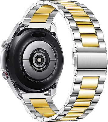 Maruti Enterprise 22 mm Stainless Steel Heavy Metal Chain Strap with Dual Lock Clasp Smart Watch Strap(Silver, Gold)
