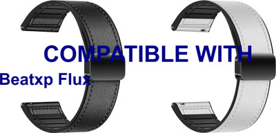 ACM WSM28P22BKWT3260 Pack of 2 Watch Strap Leather Magnetic Silicone 22mm for Beatxp Flux Smartwatch (Black/White) Smart Watch Strap(Mullti Color)