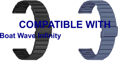 ACM WSM20H22BKGY3060 Pack of 2 Watch Strap Adjustable Steel 22mm for Boat Wave Infinity Smartwatch (Black/Grey) Smart Watch Strap(Mullti Color)